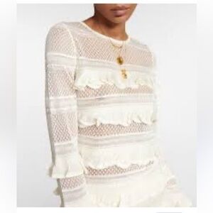 Zimmermann Wonderland White Ruffle-Trimmed Blouse Size 10